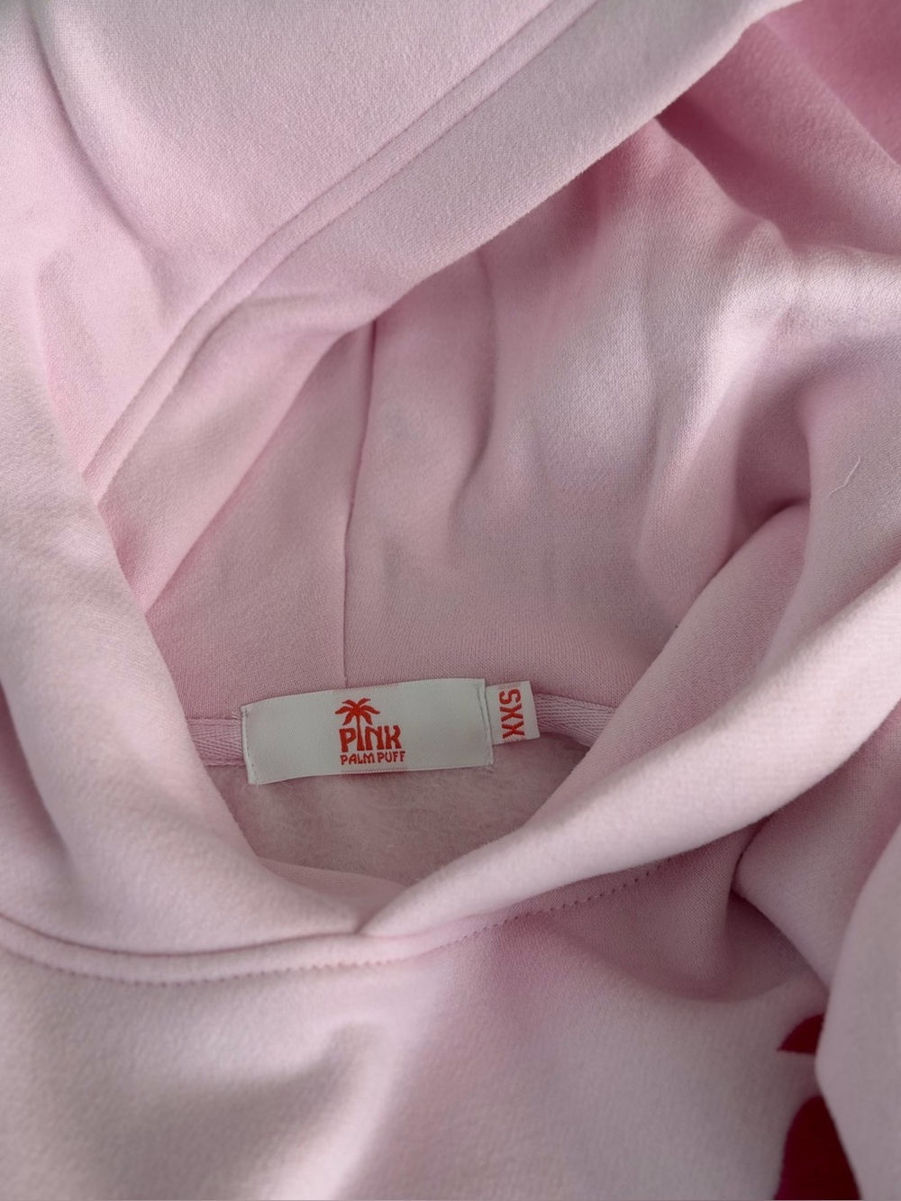 Pink Palm Puff Hawaii Hibiscus Hoodie in Blush, Size XXS - Picture 5 of 7